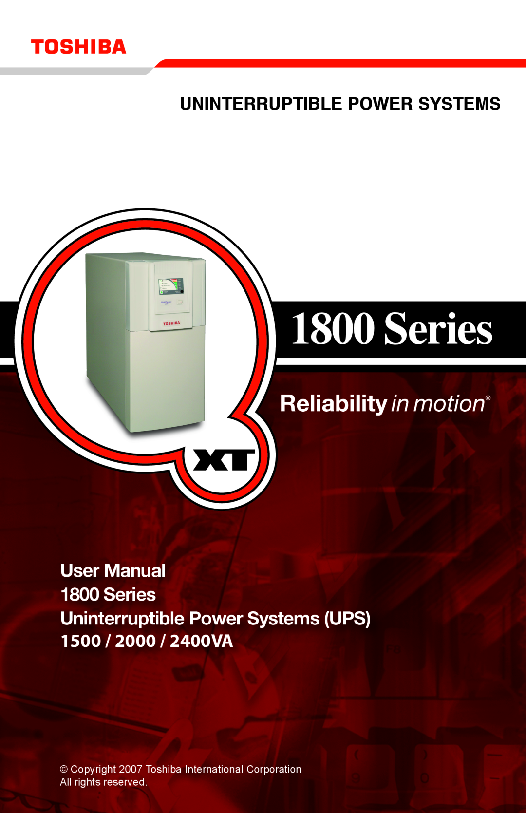 Toshiba manual User Manual 1800 Series, Uninterruptible Power Systems UPS    6 