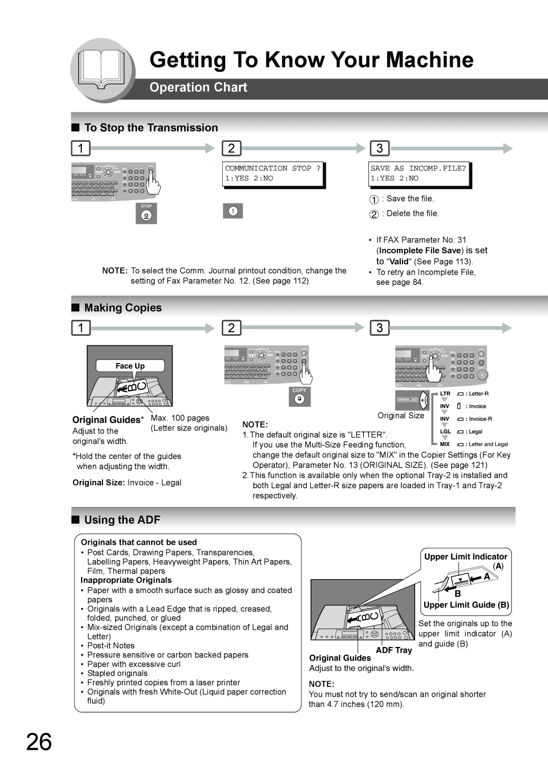 Toshiba 190F manual To Stop the Transmission, Making Copies, Using the ADF 