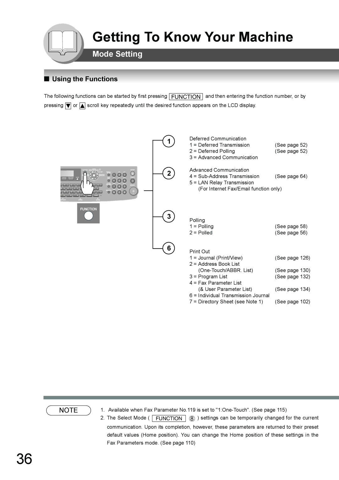 Toshiba 190F manual Mode Setting, Using the Functions 