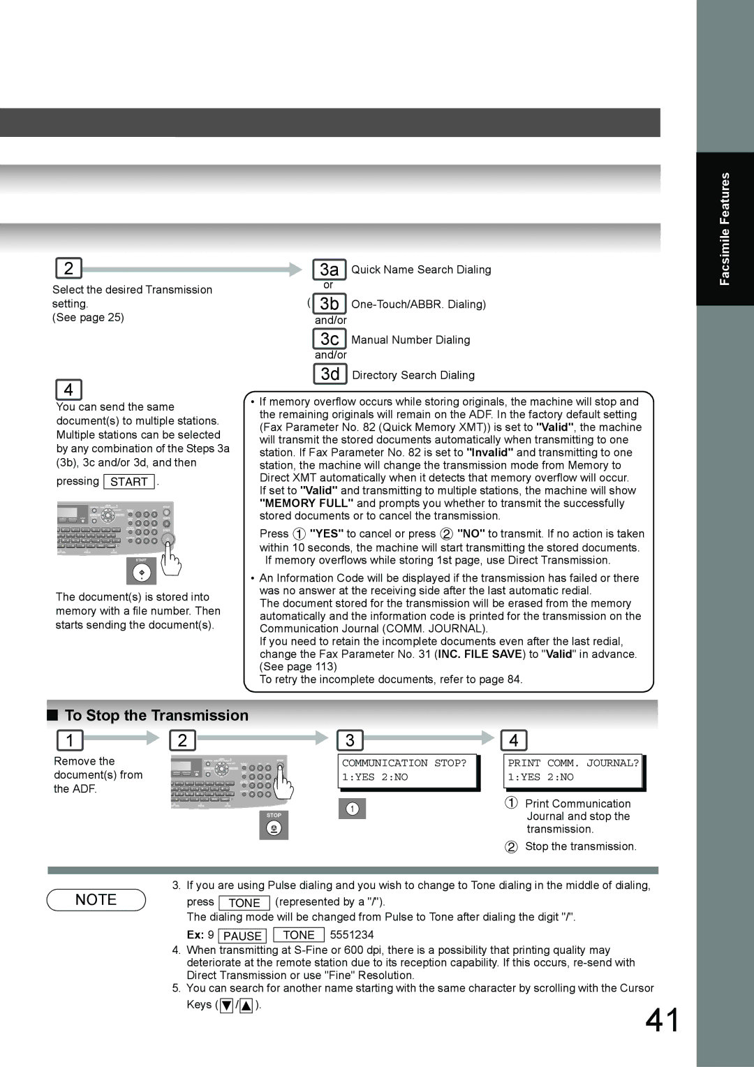 Toshiba 190F manual Communication STOP? 1YES 2NO Print COMM. JOURNAL? 1YES 2NO, Tone 