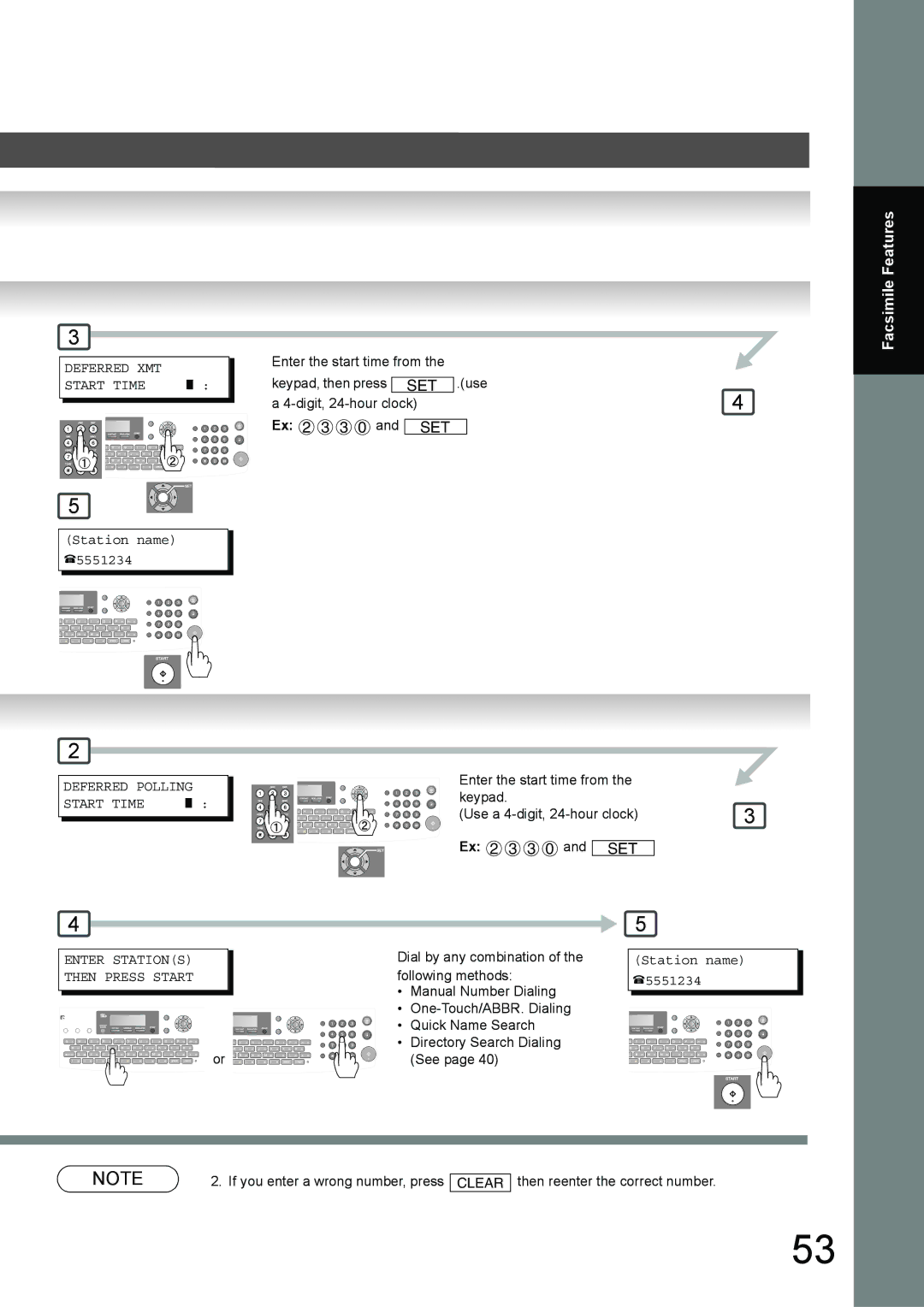 Toshiba 190F manual Deferred XMT Start Time, Deferred Polling Start Time, Enter Stations then Press Start 