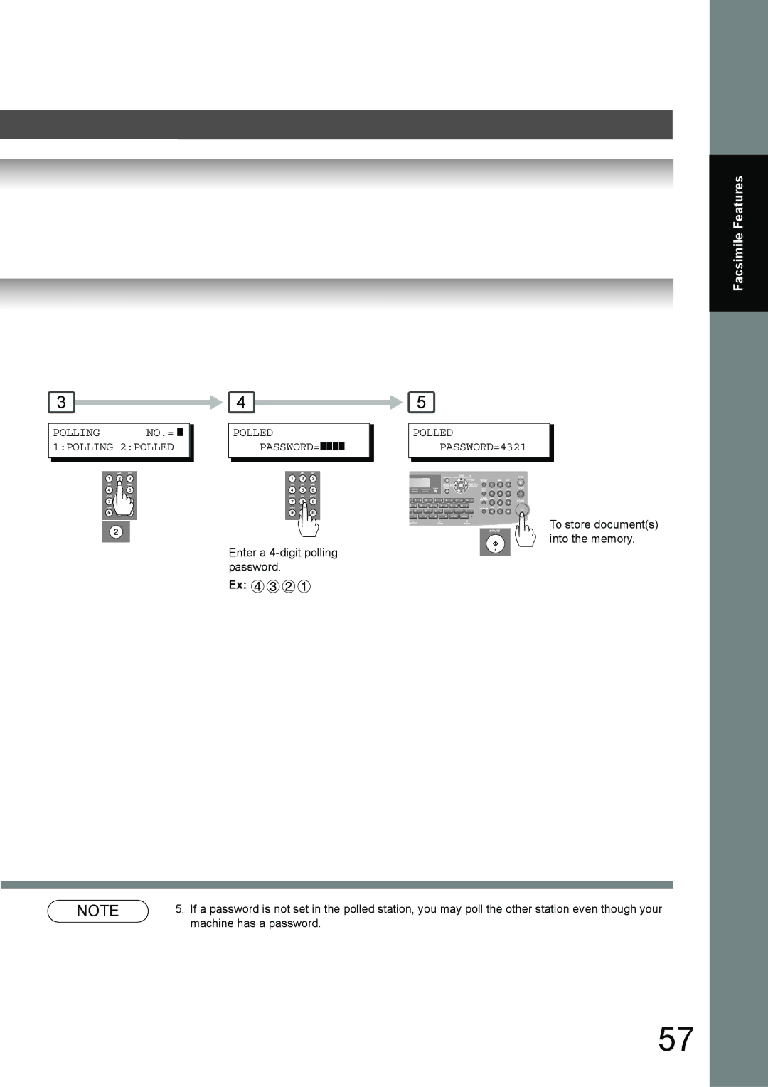 Toshiba 190F manual Polling NO.= 1POLLING 2POLLED Polled PASSWORD=, Polled PASSWORD=4321 