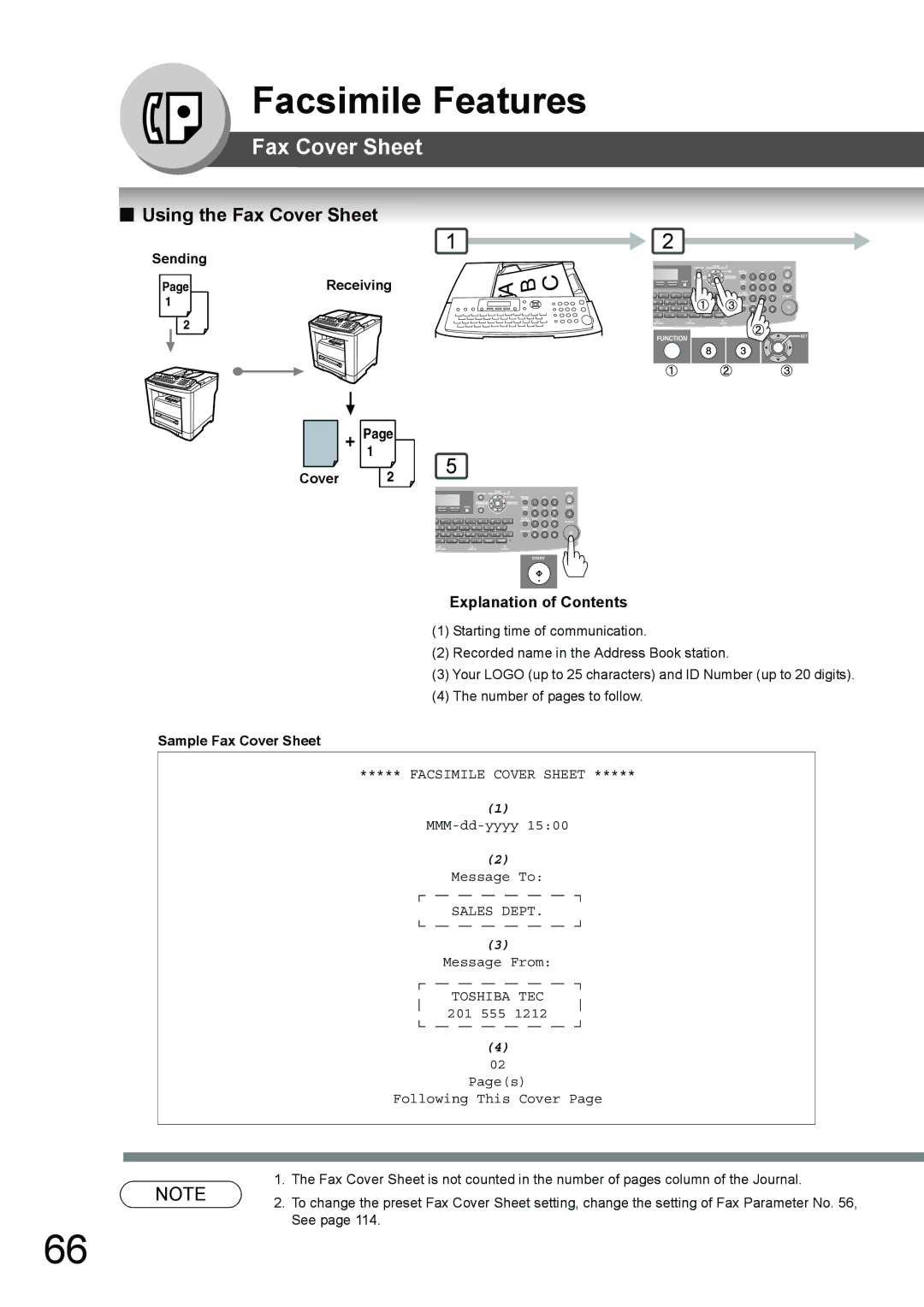 Toshiba 190F manual Using the Fax Cover Sheet 