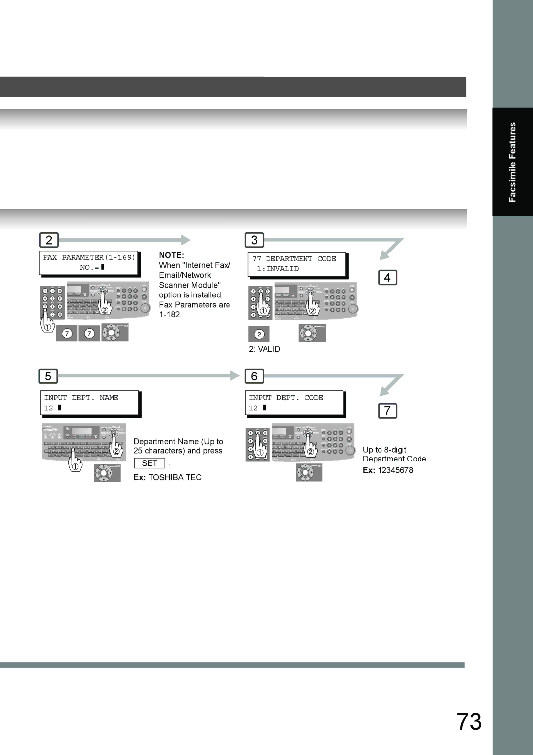 Toshiba 190F manual Department Code 1INVALID, Input DEPT. Code 