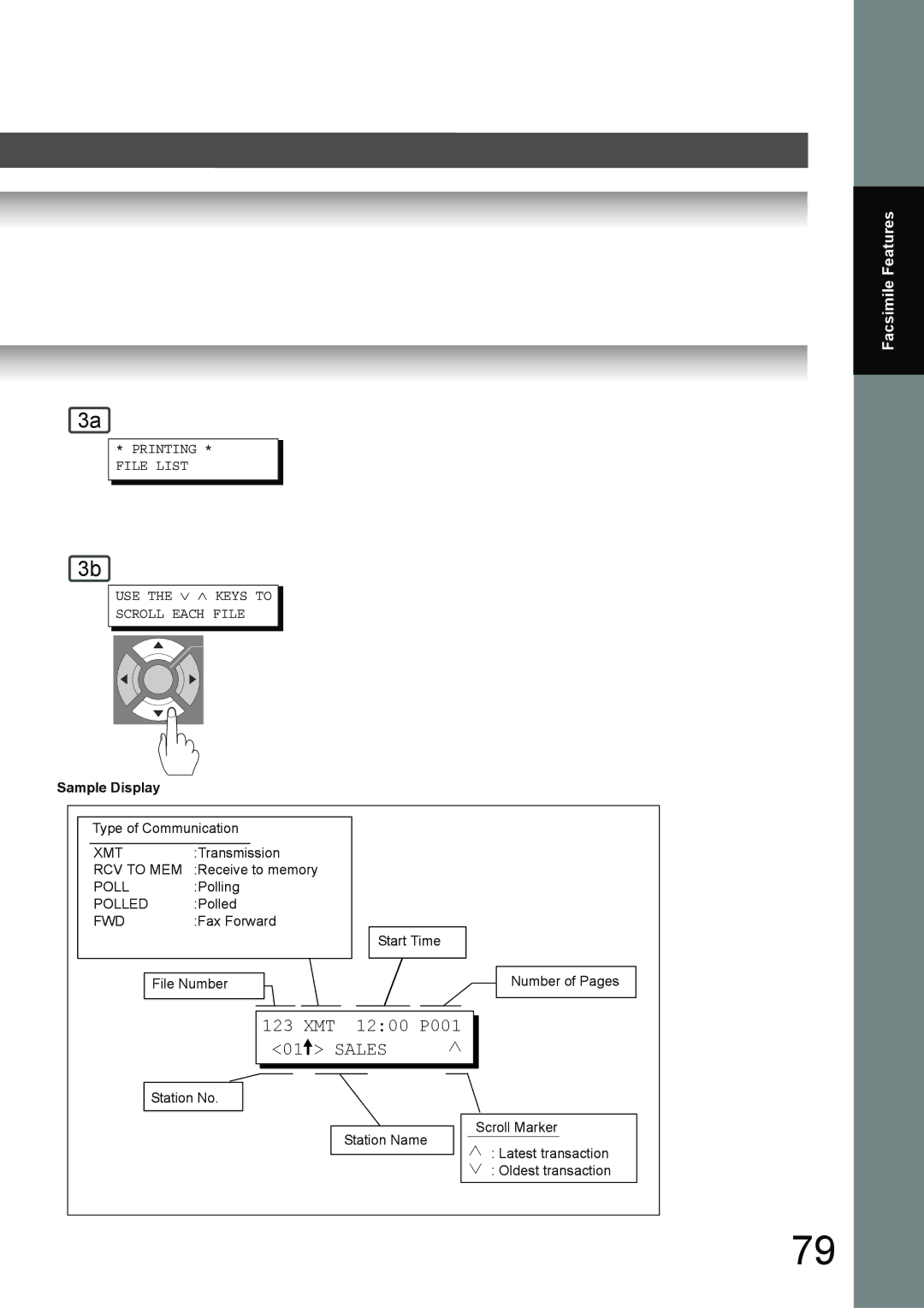 Toshiba 190F manual Printing File List USE the ∨ ∧ Keys to Scroll Each File, Sample Display 