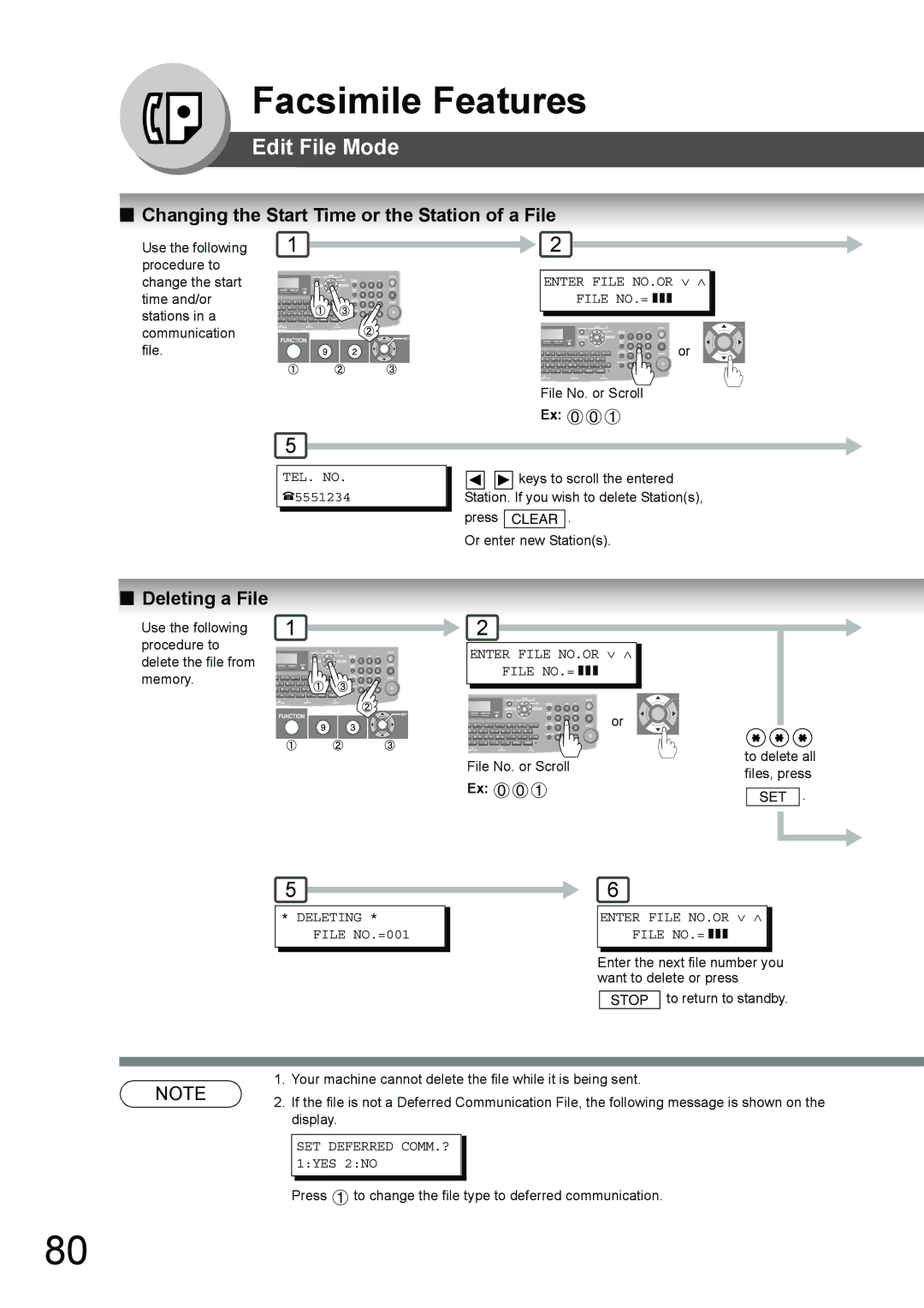 Toshiba 190F manual Changing the Start Time or the Station of a File, Deleting a File 