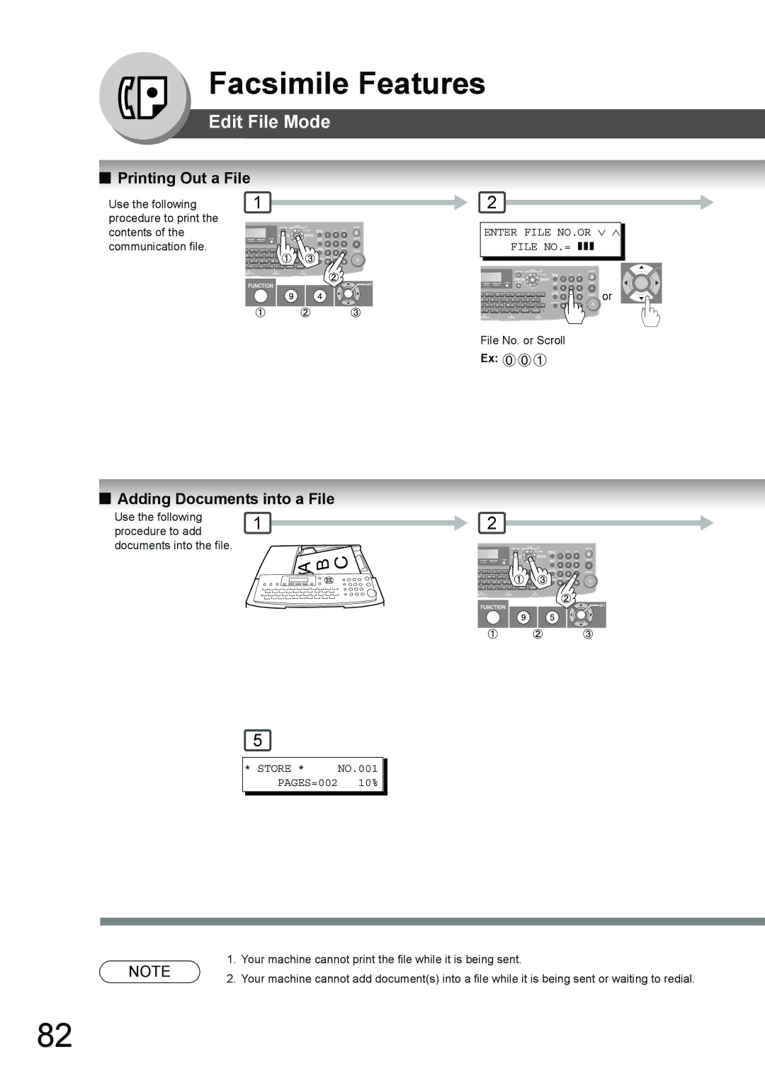 Toshiba 190F manual Printing Out a File, Adding Documents into a File, Store 