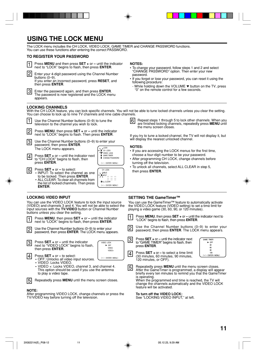 Toshiba 13A26C, 19A26C manual Using the Lock Menu, To turn off the Video Lock 