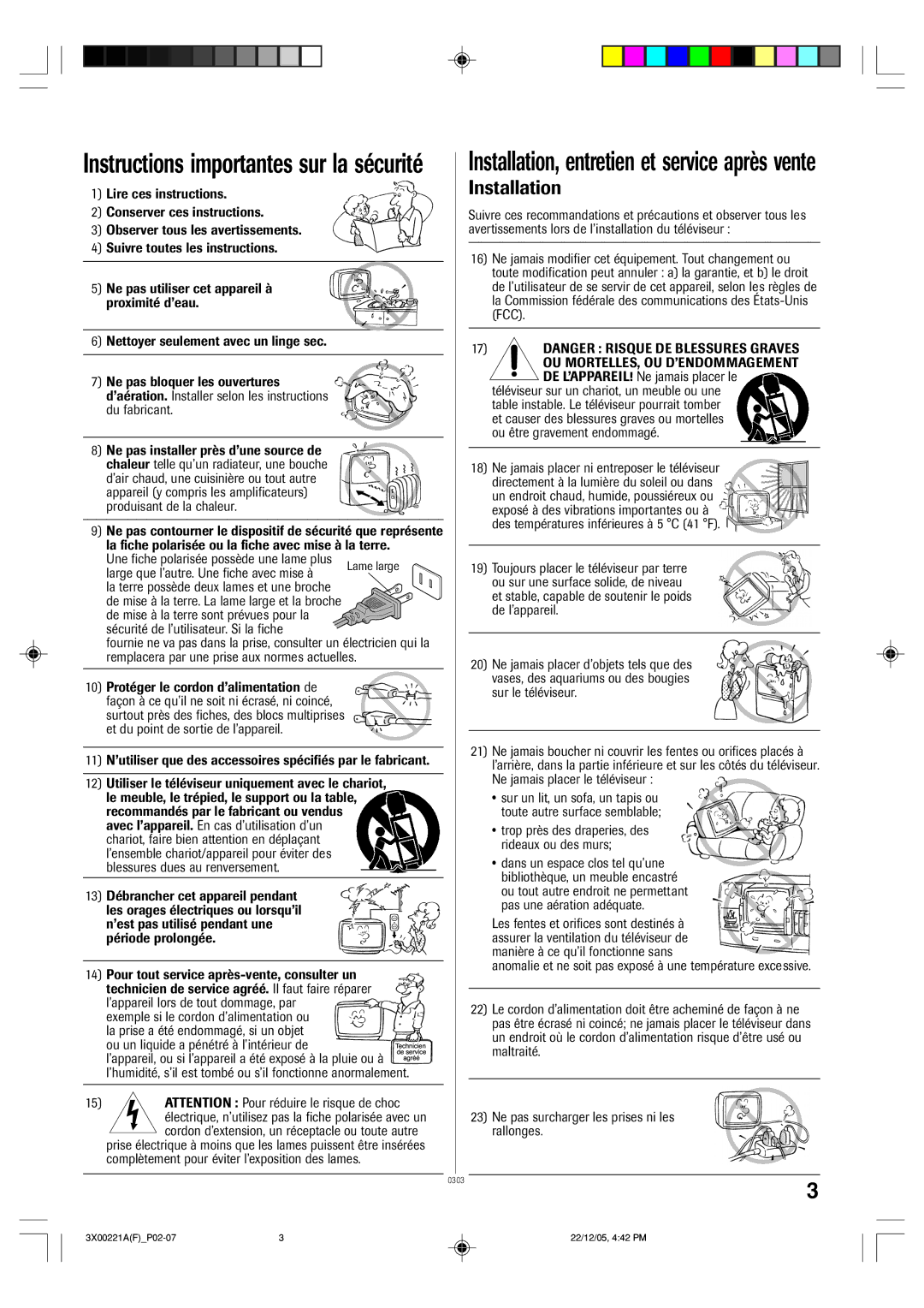 Toshiba 13A26C, 19A26C manual Installation, entretien et service après vente 