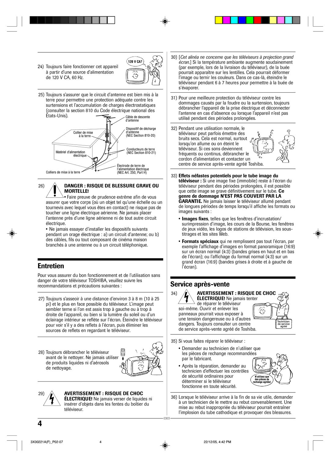 Toshiba 19A26C, 13A26C manual Entretien 