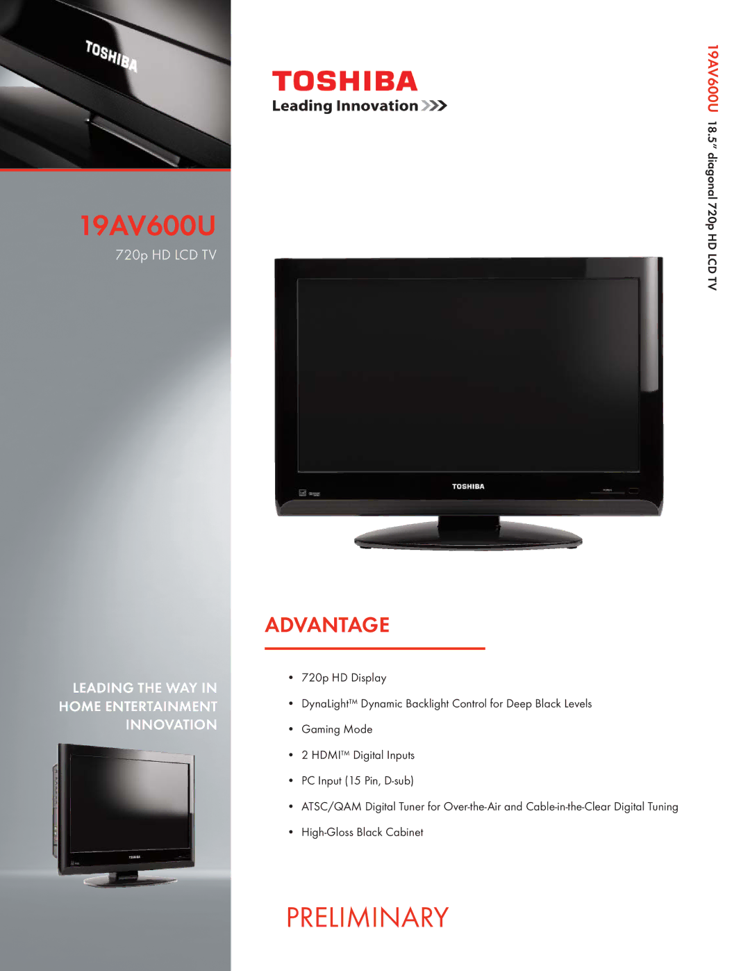 Toshiba manual Advantage, 26AV502U19AV600U 