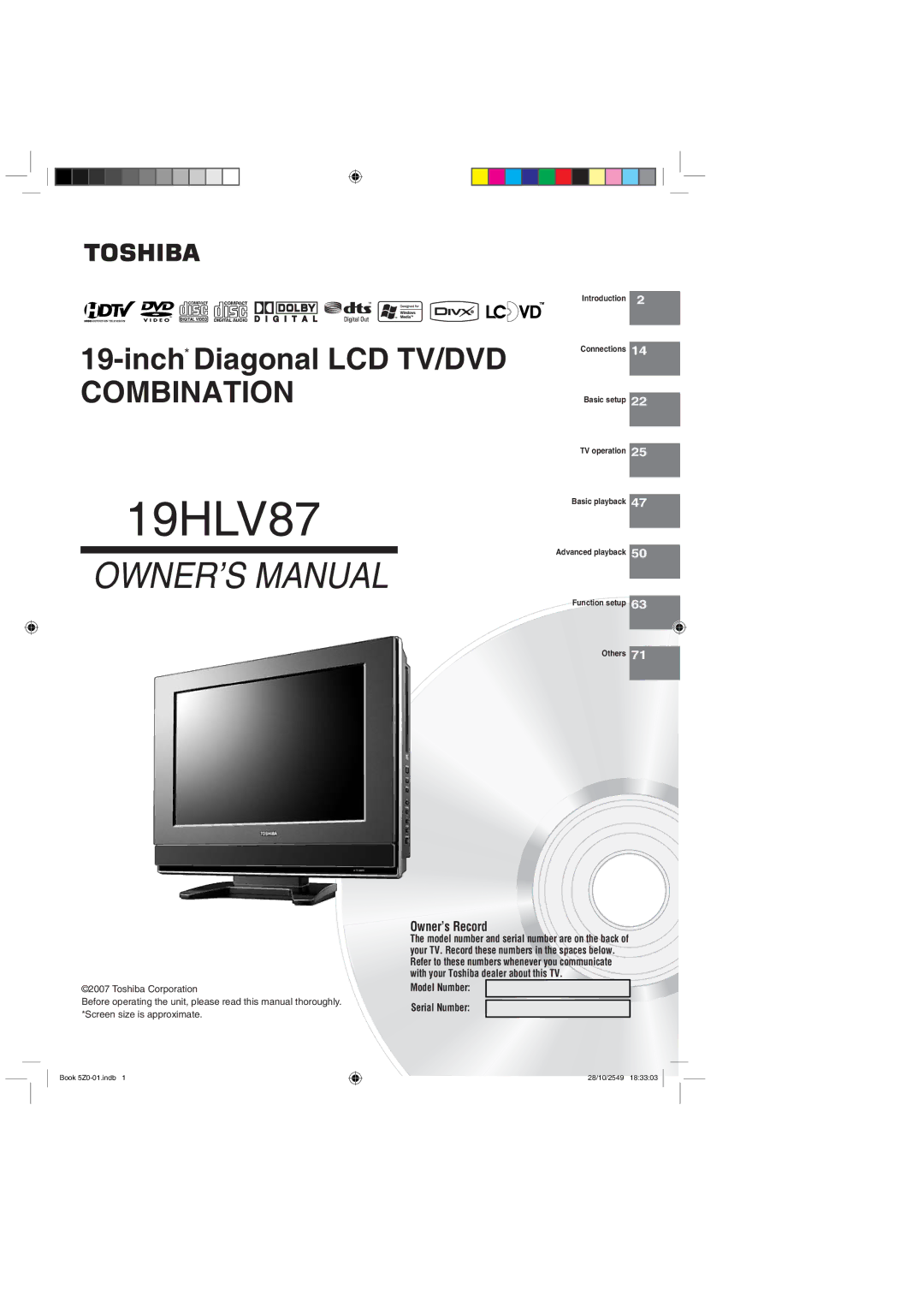 Toshiba 19HLV87 manual Sjan†O/A?Kn@, @AH+QIANġ 0ANE=H+QIANġ 