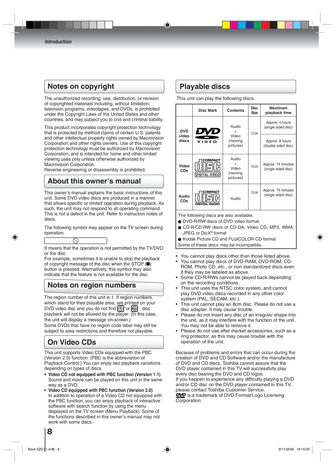 Toshiba 19HLV87 manual 0QVGUQPEQRTKIJV, 0QVGUQPTGIKQPPWODGTU, 2NCCDNGFKUEU 