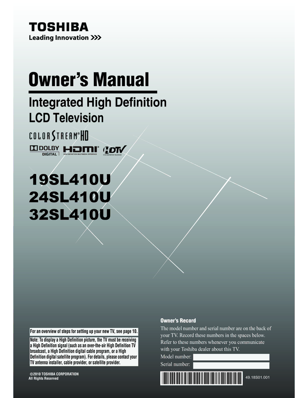 Toshiba manual 19SL410U 24SL410U 32SL410U 