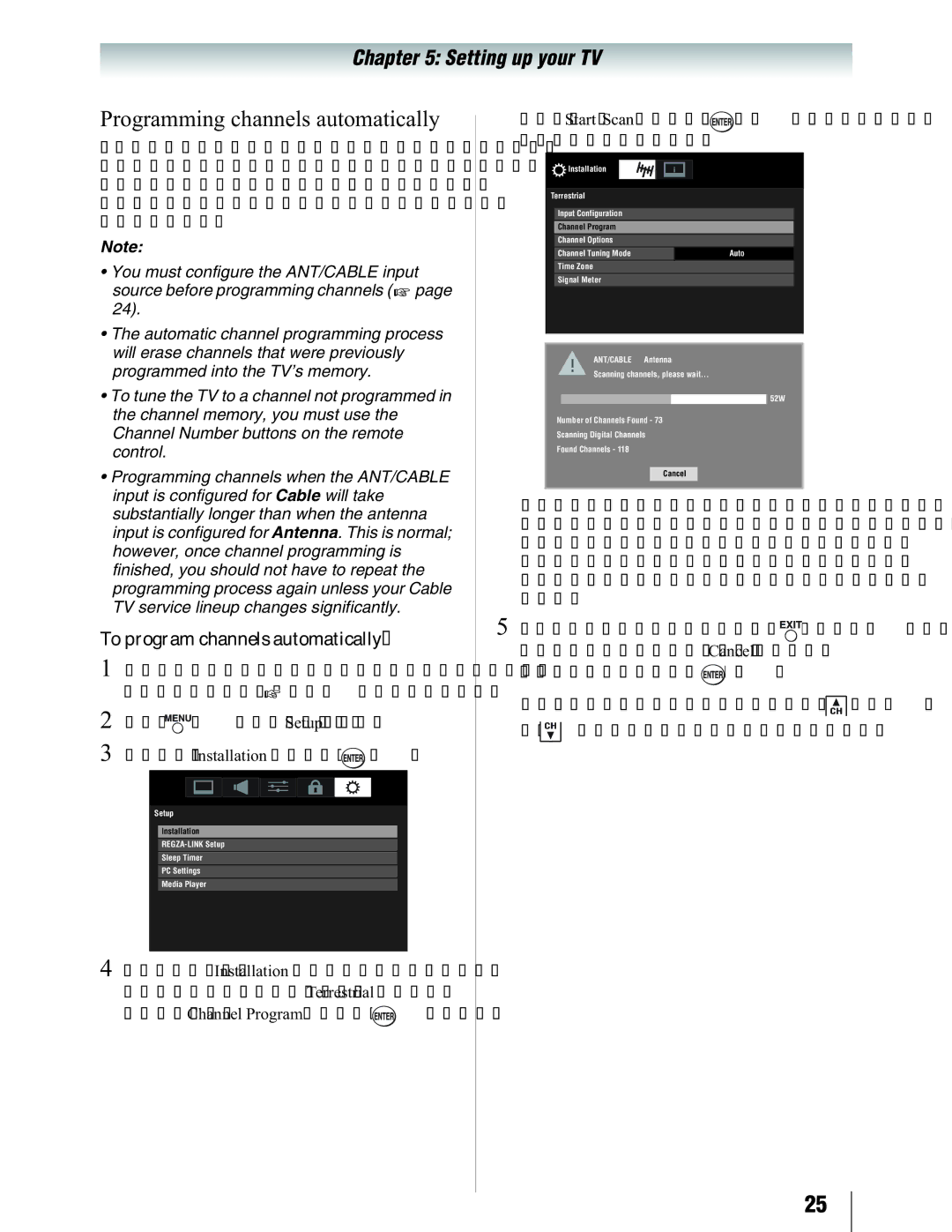 Toshiba 19SL410U manual Programming channels automatically, To program channels automatically 