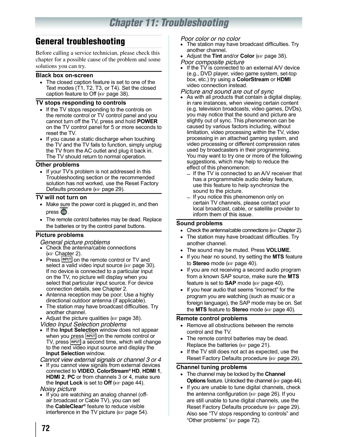 Toshiba 19SLV411U manual Troubleshooting, General troubleshooting 