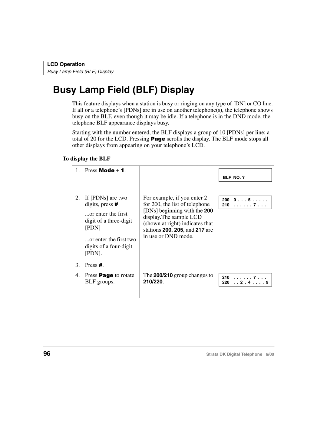 Toshiba 2000-series manual Busy Lamp Field BLF Display, To display the BLF 