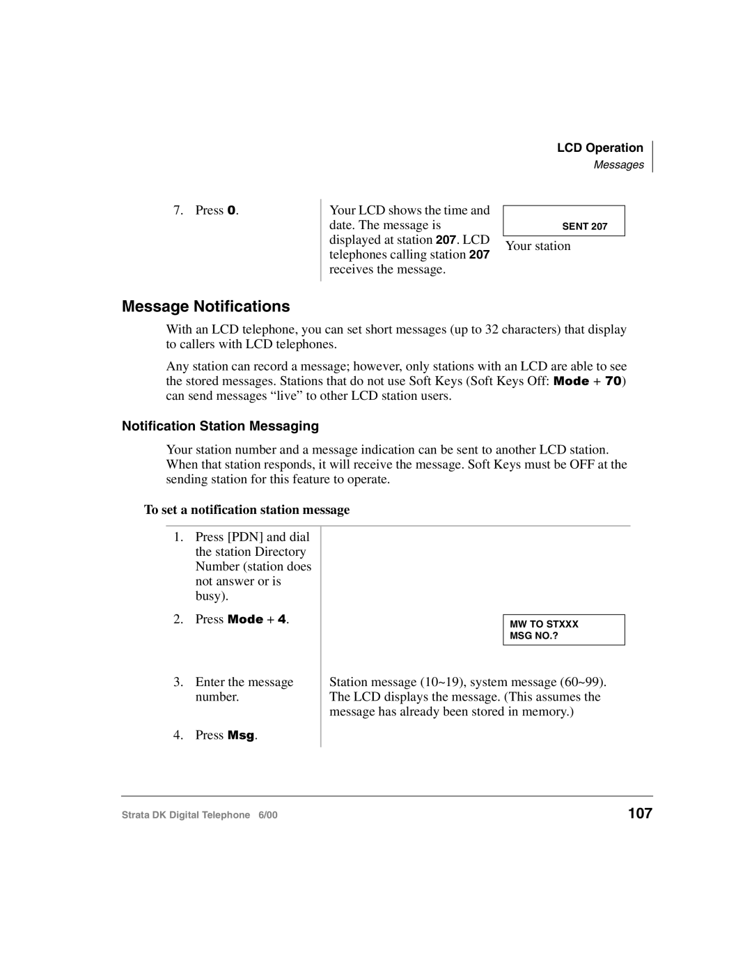 Toshiba 2000-series Message Notifications, 107, Notification Station Messaging, To set a notification station message 