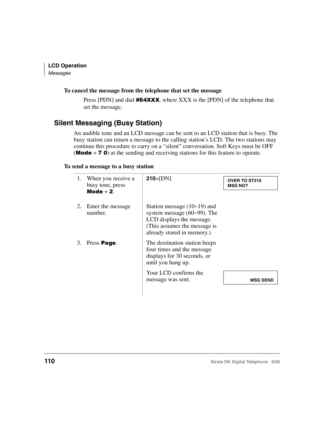 Toshiba 2000-series manual Silent Messaging Busy Station, To send a message to a busy station 