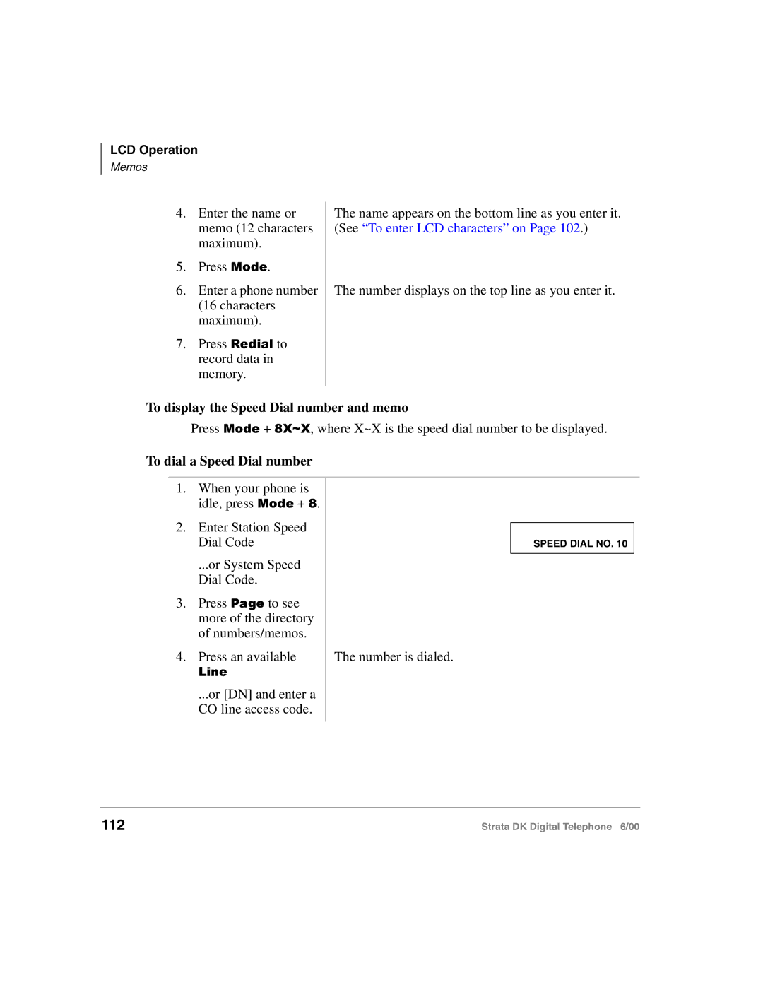 Toshiba 2000-series manual To display the Speed Dial number and memo, To dial a Speed Dial number 