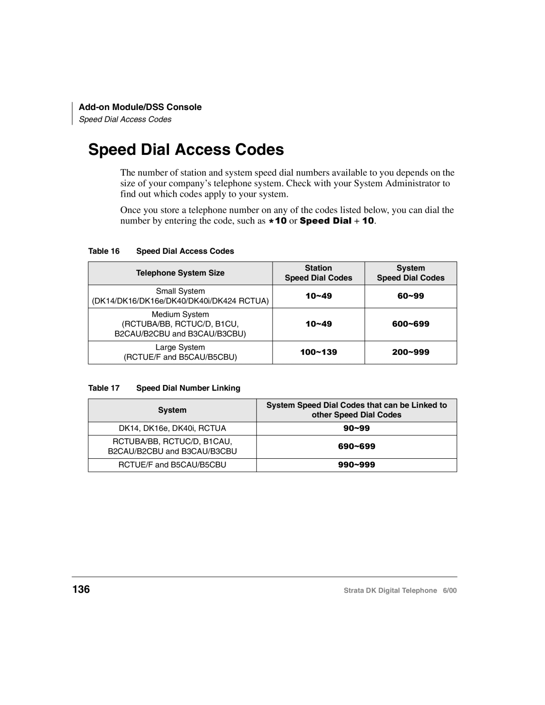 Toshiba 2000-series manual Speed Dial Access Codes, 136 