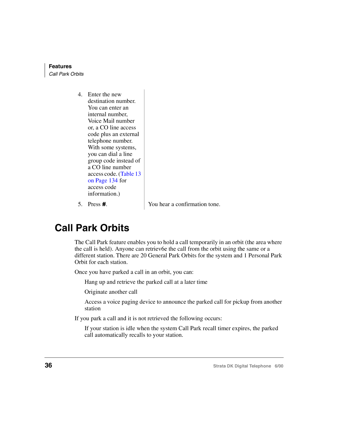 Toshiba 2000-series manual Call Park Orbits 