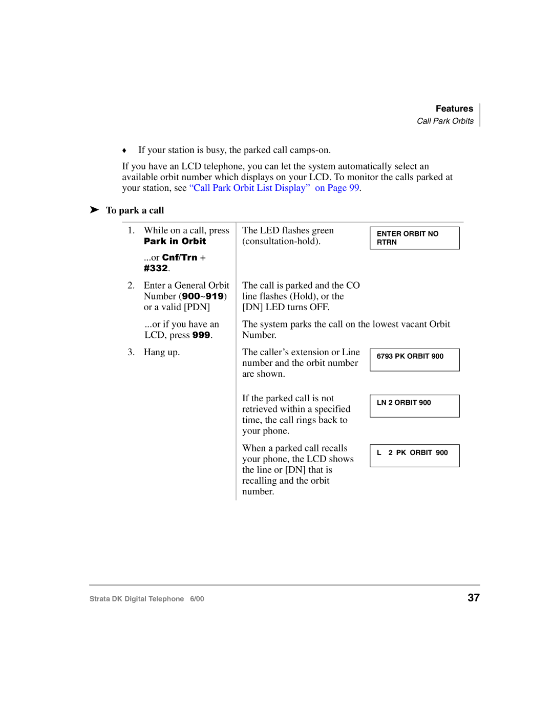 Toshiba 2000-series manual To park a call 