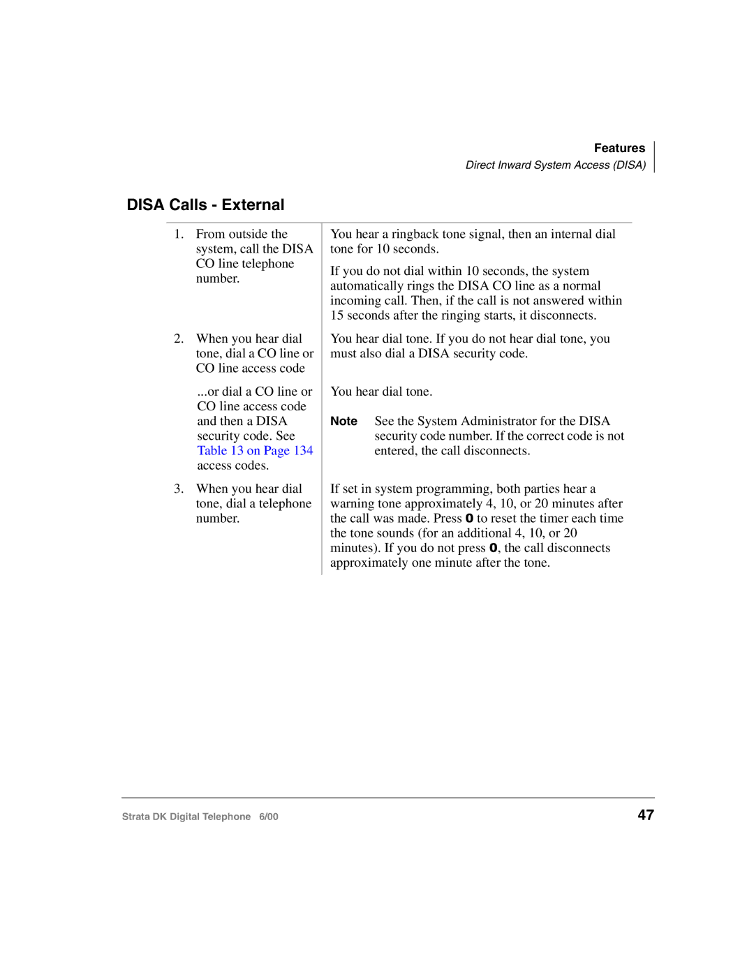 Toshiba 2000-series manual Disa Calls External 