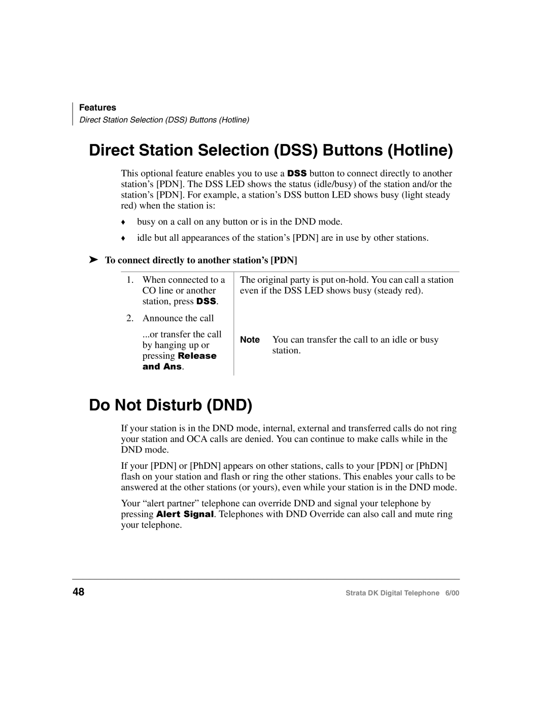 Toshiba 2000-series manual Direct Station Selection DSS Buttons Hotline, Do Not Disturb DND 