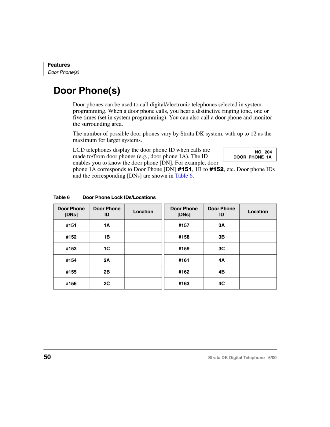 Toshiba 2000-series manual Door Phones 