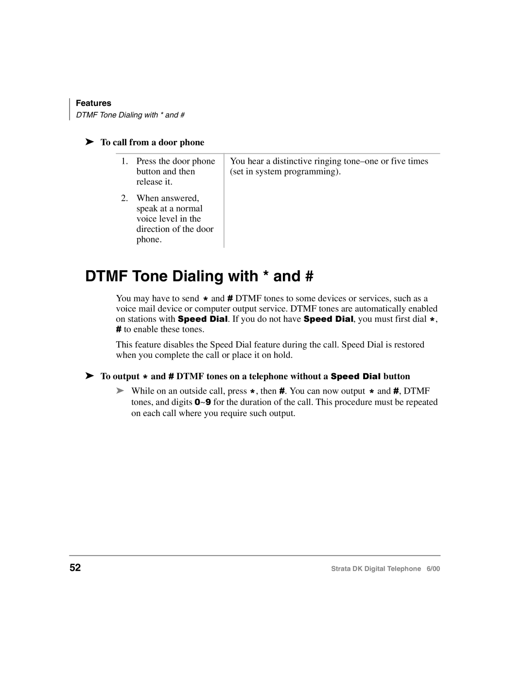 Toshiba 2000-series manual Dtmf Tone Dialing with * and #, To call from a door phone 