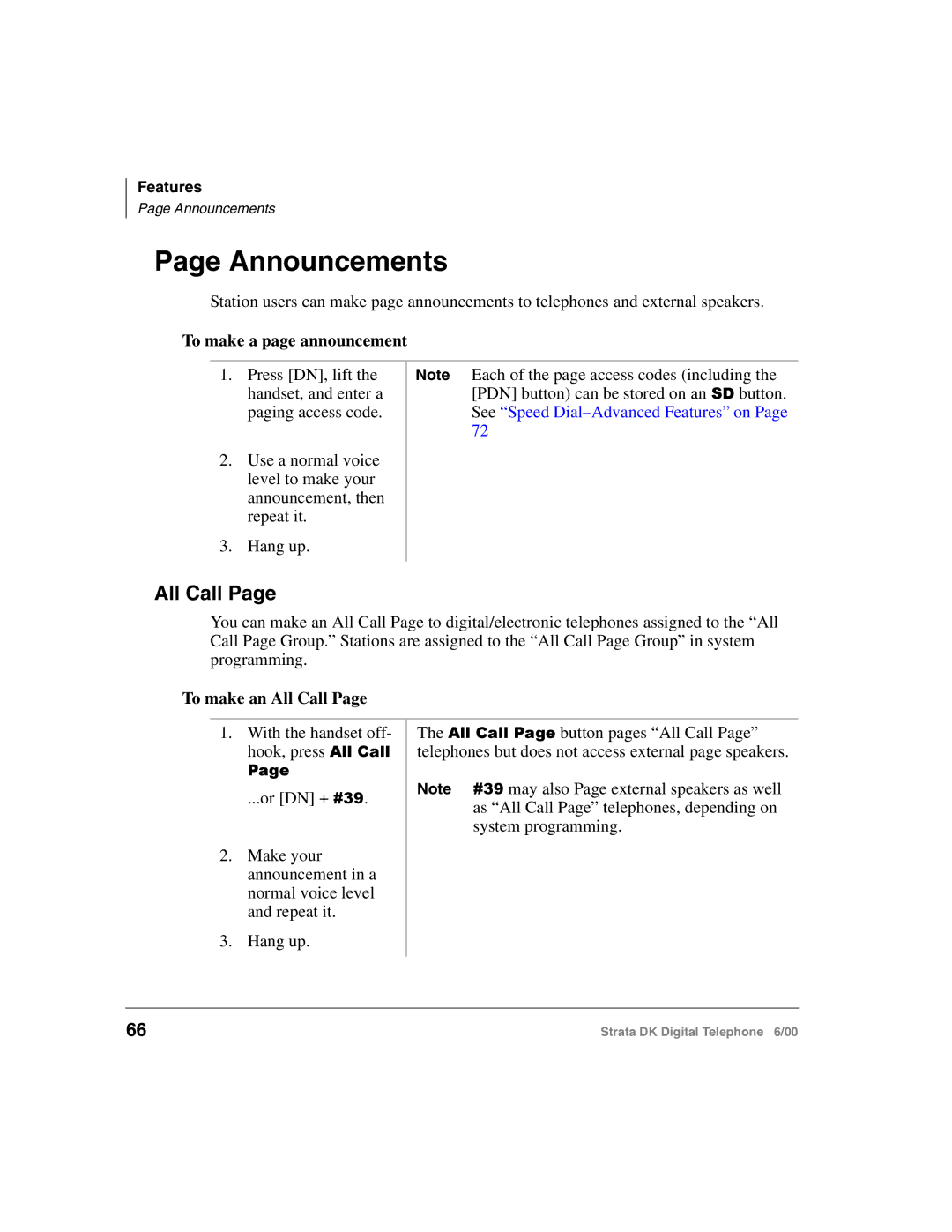 Toshiba 2000-series manual Announcements, To make a page announcement, To make an All Call 