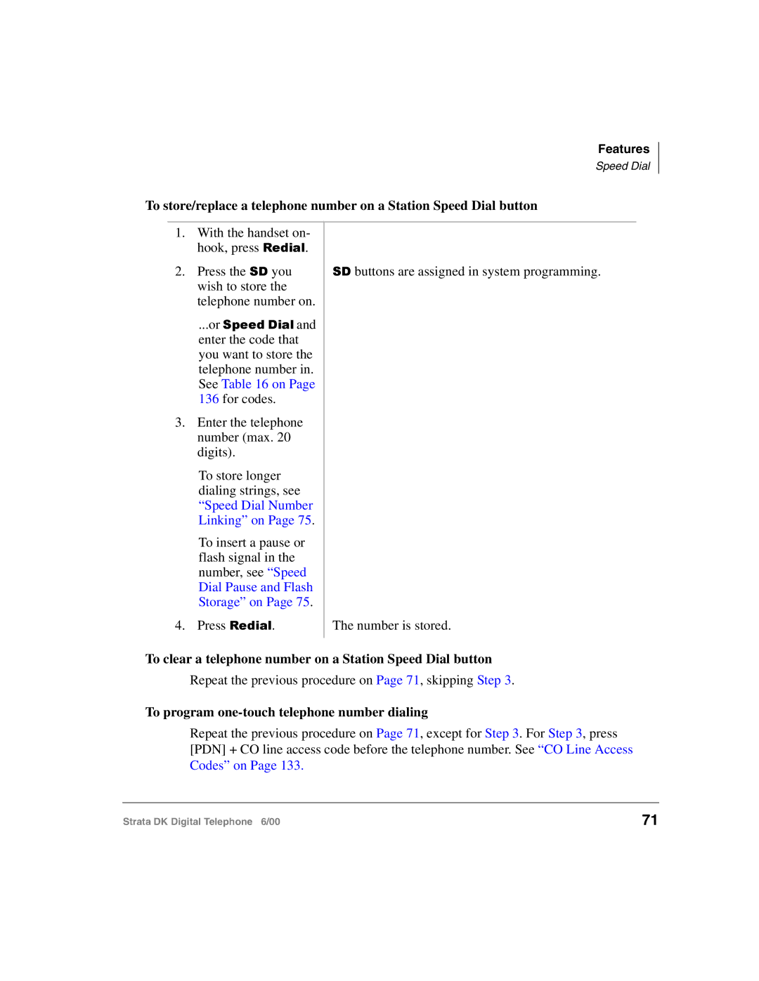 Toshiba 2000-series manual To clear a telephone number on a Station Speed Dial button 