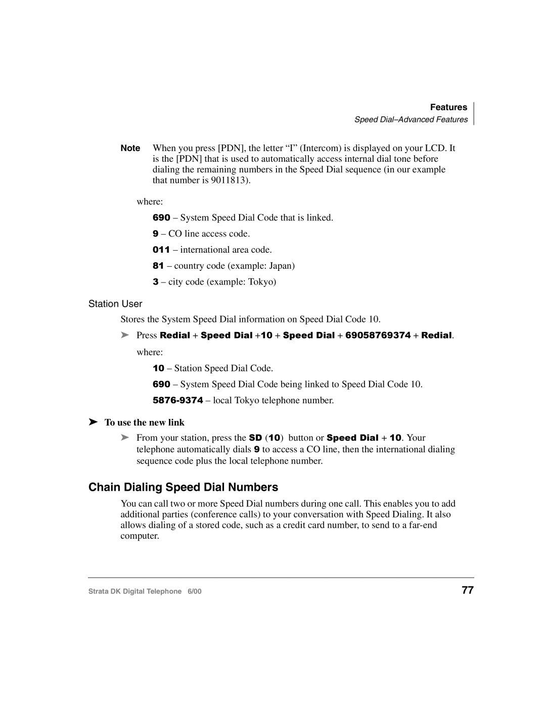 Toshiba 2000-series manual Chain Dialing Speed Dial Numbers, To use the new link 