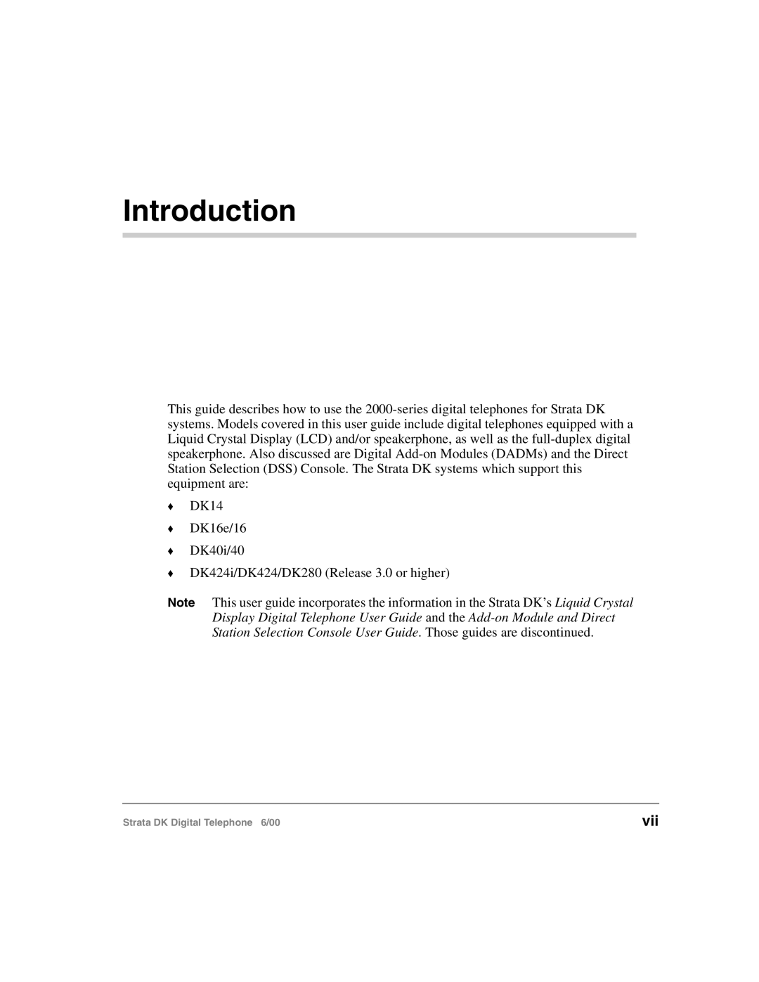 Toshiba 2000-series manual Introduction, Vii 