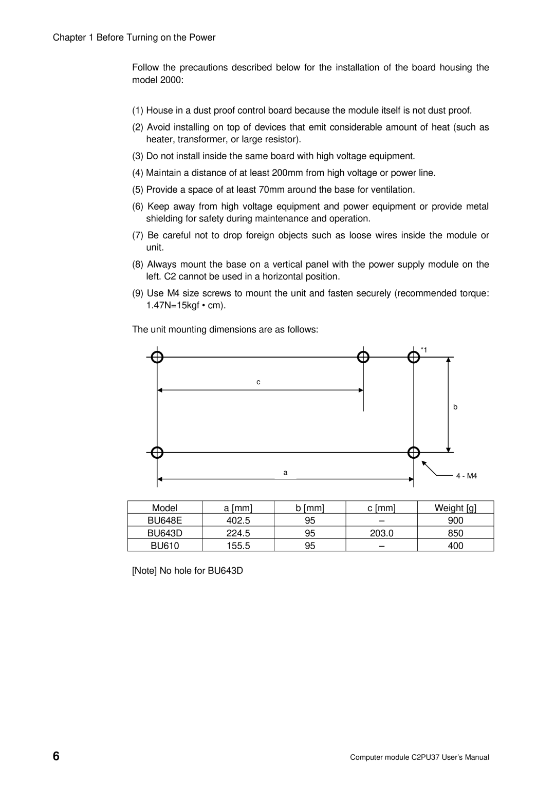 Toshiba 2000 user manual Computer module C2PU37 User’s Manual 