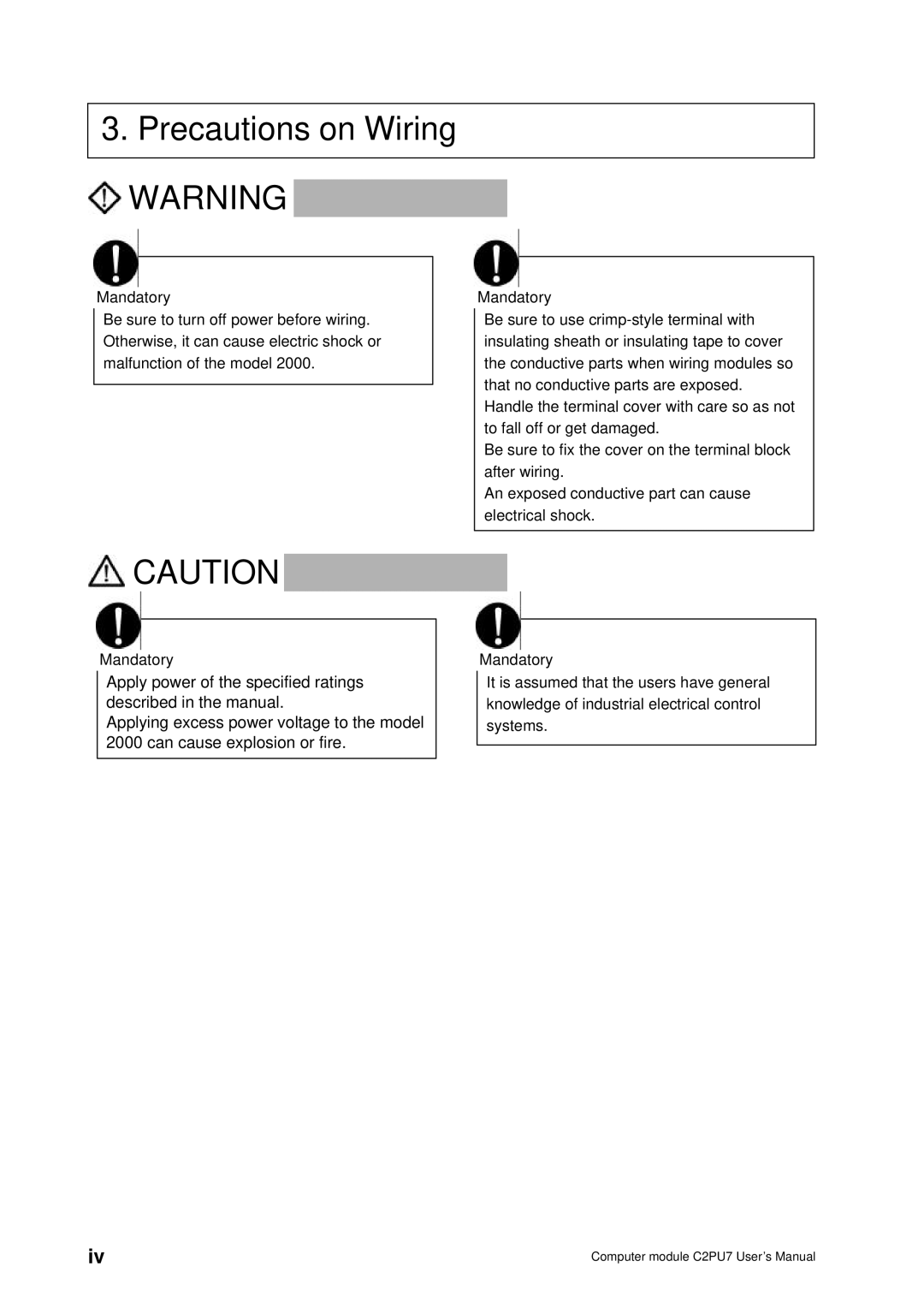 Toshiba 2000 user manual Precautions on Wiring 