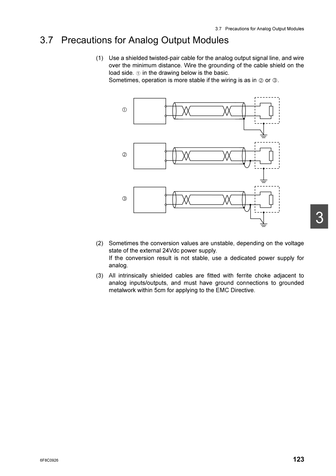 Toshiba 2000 manual Hgsrzhuvxsso\Iru, Qdorj 2XWSXW, Hshqlqjrqwkhyrowdjh, 3UHFDXWLRQVIRU$QDORJ2XWSXW0RGXOHV 