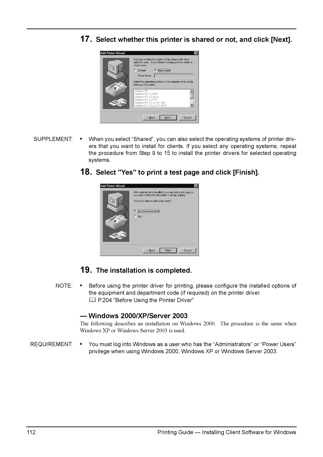 Toshiba 3511, 200L, 280, 230L, e-Studio 350 manual Printing Guide Installing Client Software for Windows 