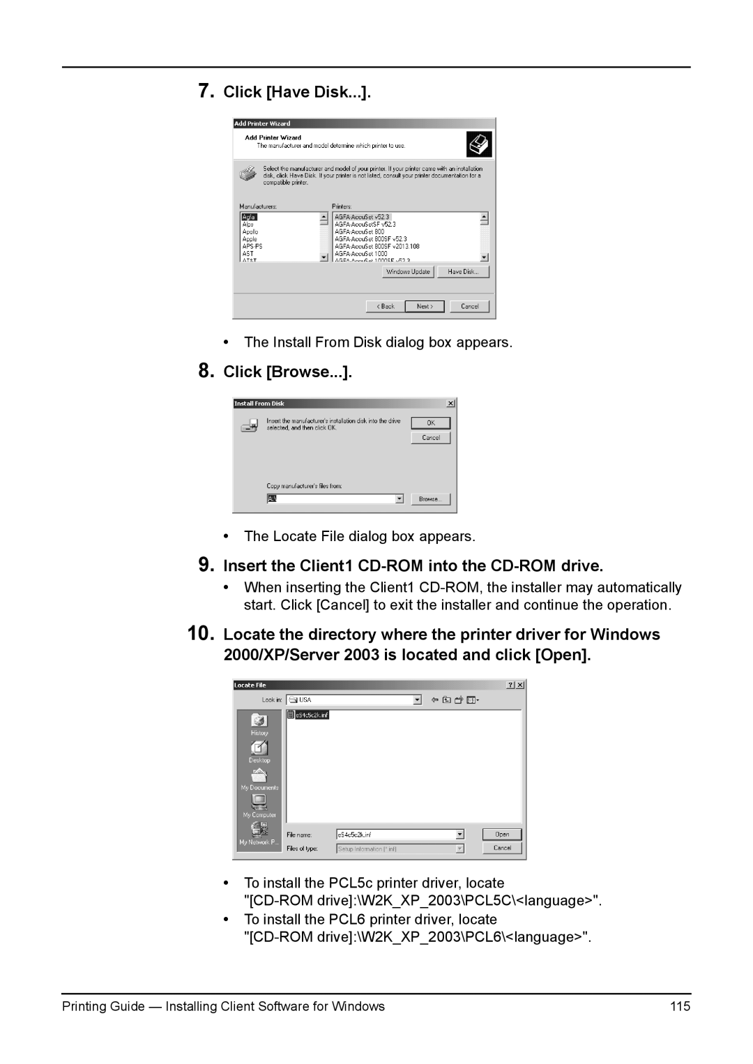 Toshiba 200L, 280, 230L, 3511, e-Studio 350 manual Printing Guide Installing Client Software for Windows 115 