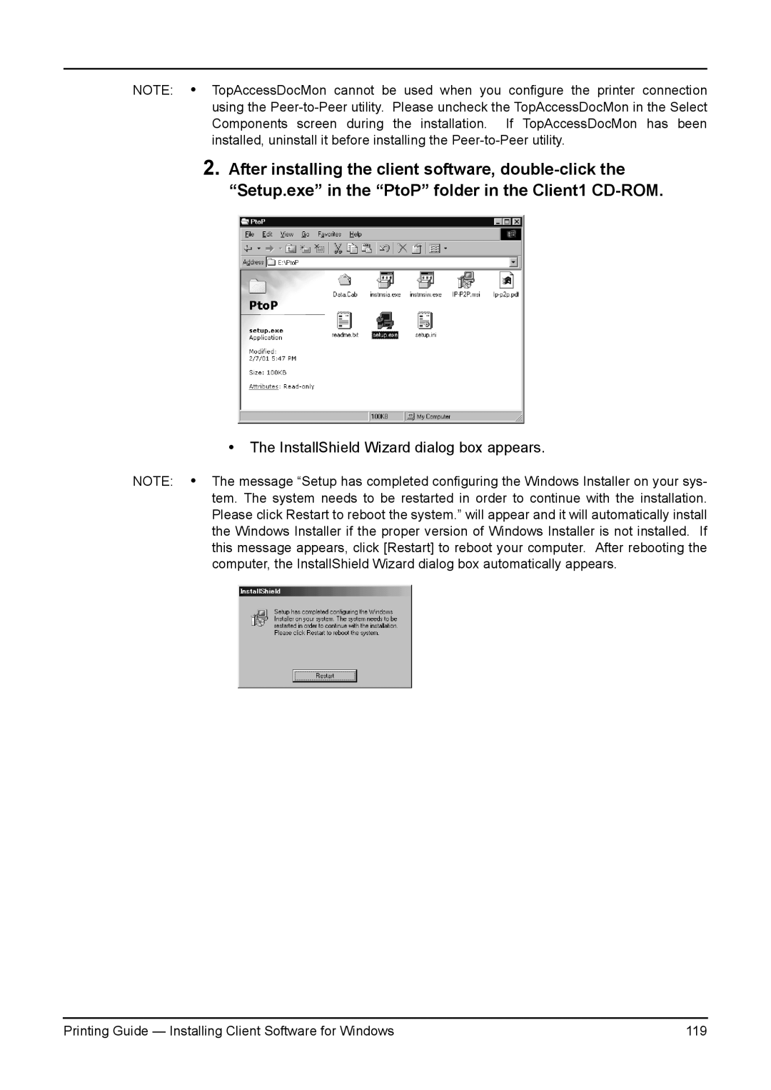 Toshiba e-Studio 350, 200L, 280, 230L, 3511 manual InstallShield Wizard dialog box appears 