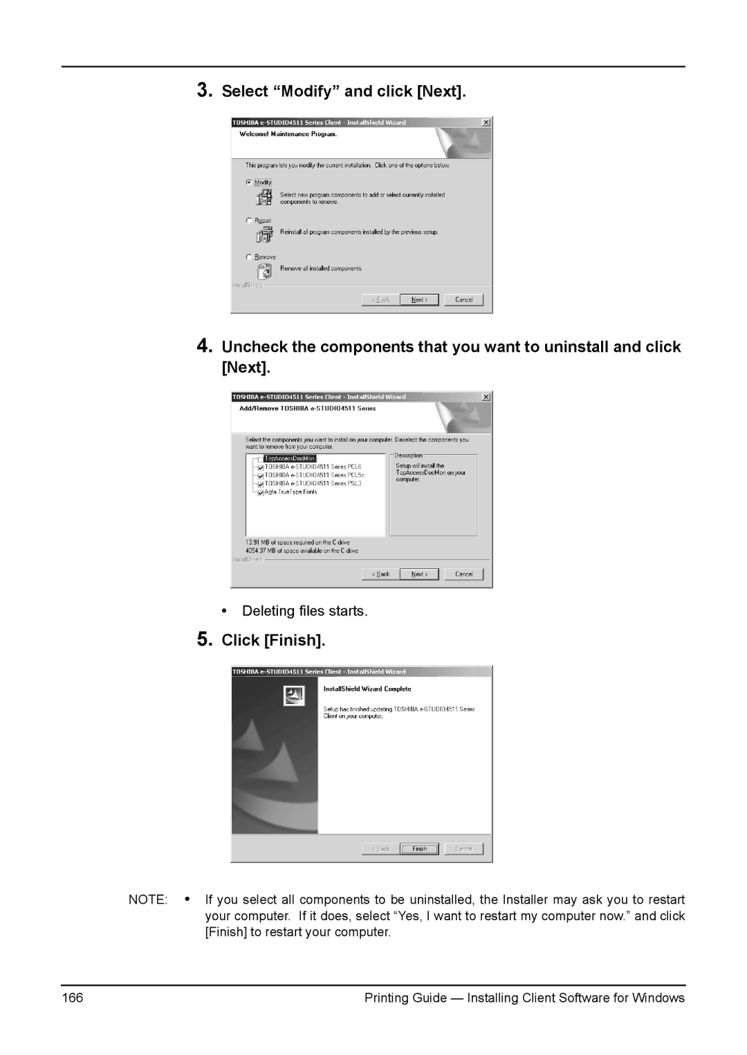 Toshiba 3511, 200L, 280, 230L, e-Studio 350 manual Printing Guide Installing Client Software for Windows 