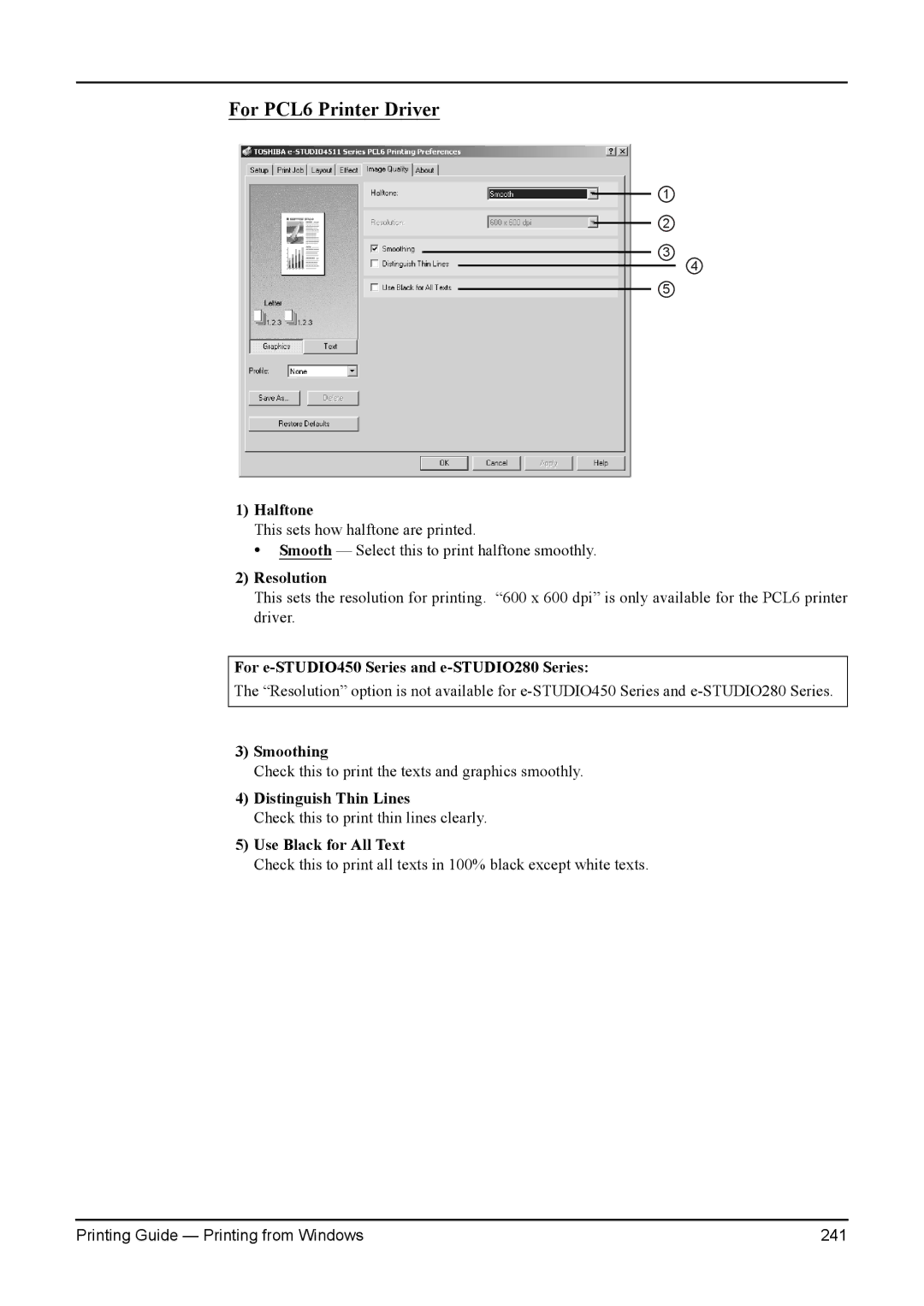 Toshiba 200L, 280, 230L, 3511, e-Studio 350 manual For PCL6 Printer Driver 