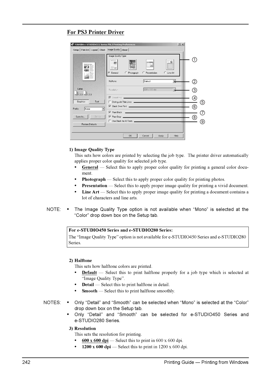 Toshiba 280, 200L, 230L, 3511, e-Studio 350 manual For PS3 Printer Driver 