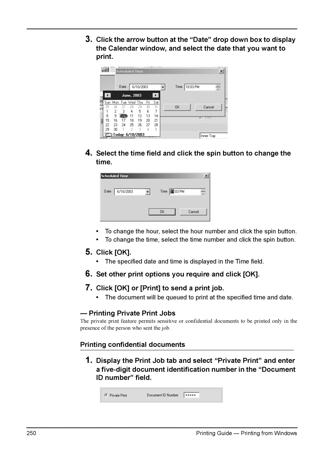 Toshiba 3511, 200L, 280, 230L, e-Studio 350 manual Click OK, Printing Private Print Jobs 