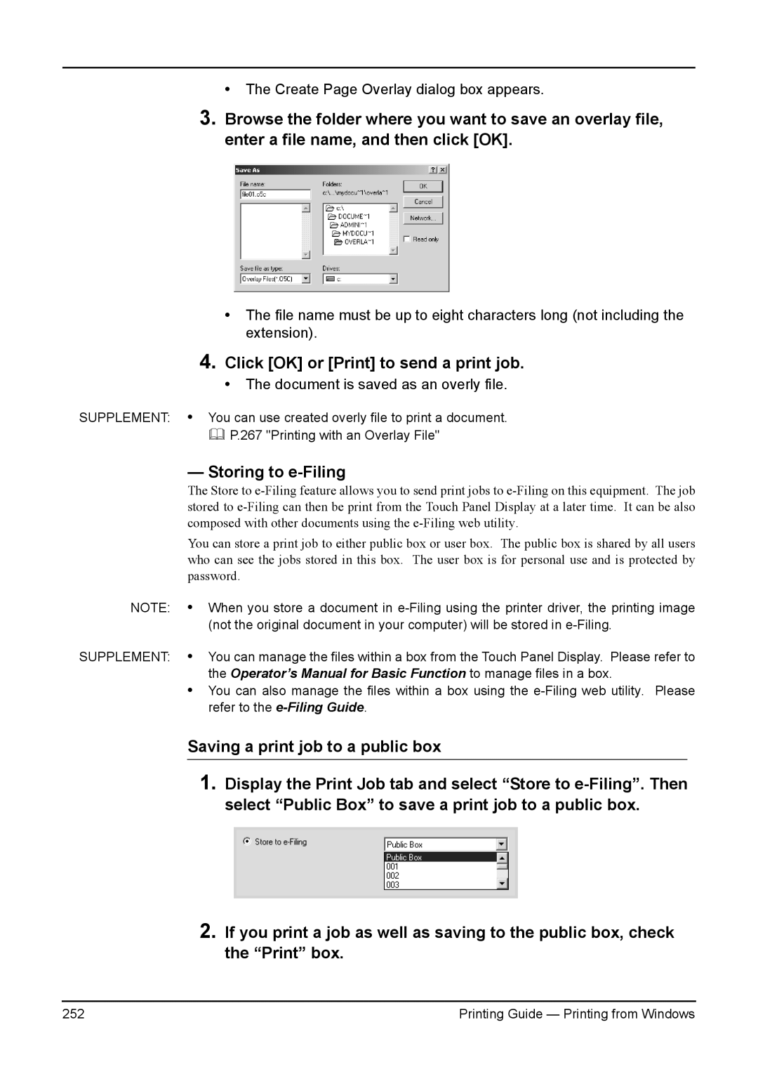 Toshiba 200L, 280, 230L, 3511, e-Studio 350 manual Storing to e-Filing, Document is saved as an overly file 