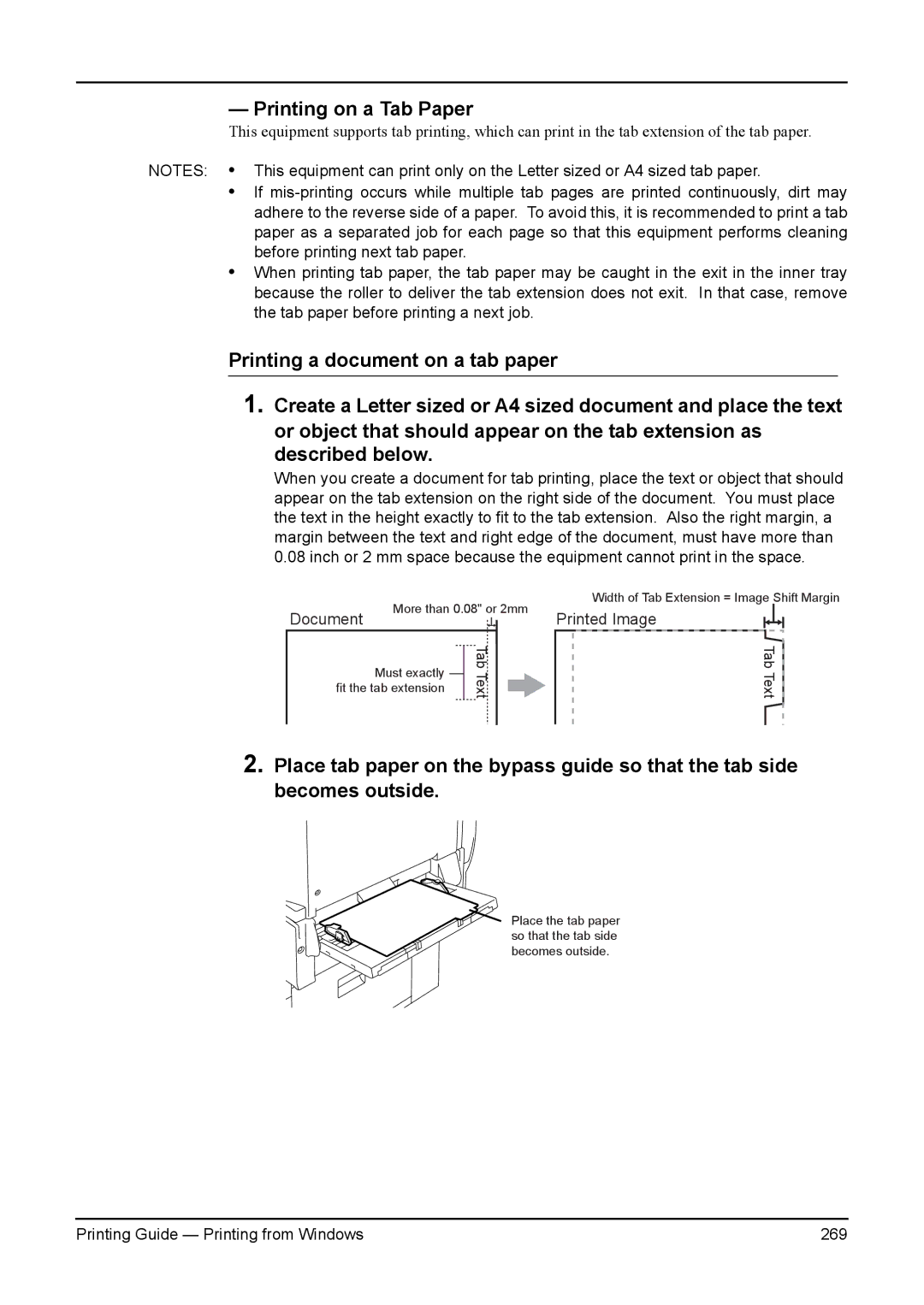 Toshiba e-Studio 350, 200L, 280, 230L, 3511 manual Printing on a Tab Paper 