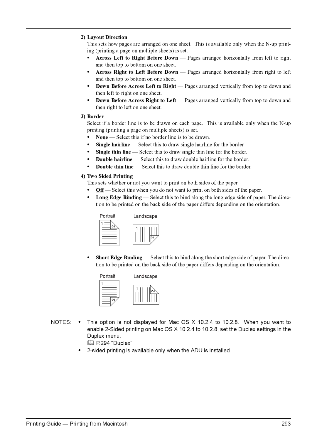 Toshiba e-Studio 350, 200L, 280, 230L, 3511 manual Layout Direction, Two Sided Printing 