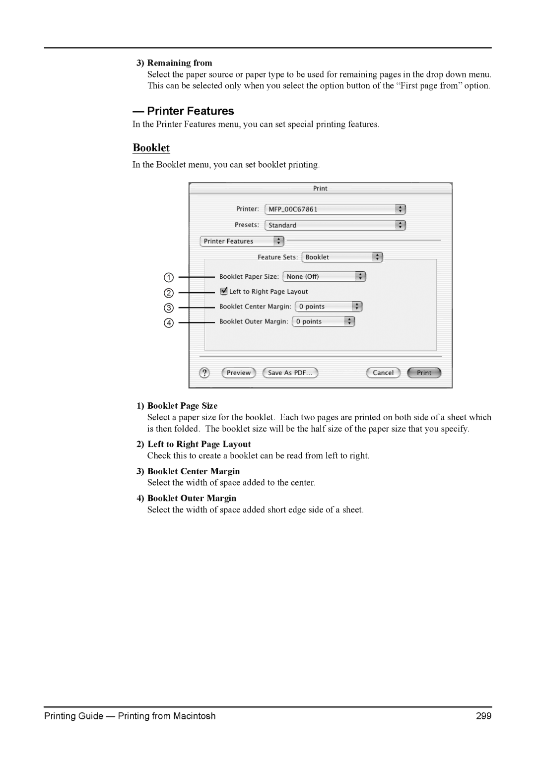 Toshiba e-Studio 350, 200L, 280, 230L, 3511 manual Printer Features, Remaining from, Left to Right Page Layout 