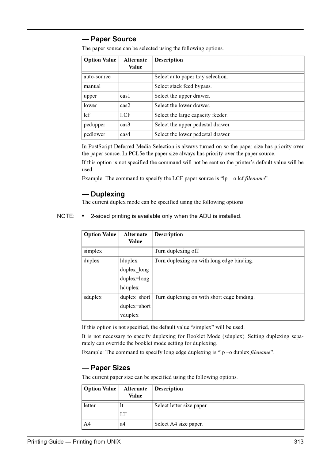 Toshiba 200L, 280, 230L, 3511, e-Studio 350 manual Paper Source, Duplexing, Paper Sizes 